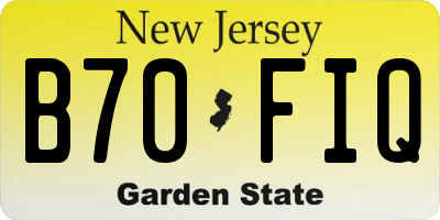 NJ license plate B70FIQ