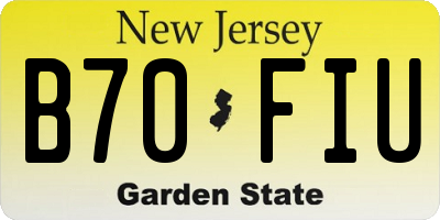 NJ license plate B70FIU