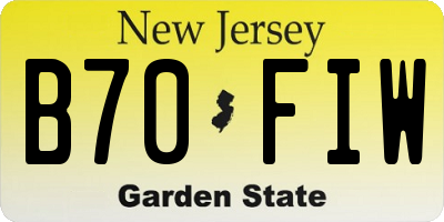 NJ license plate B70FIW