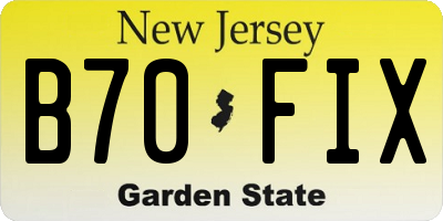 NJ license plate B70FIX
