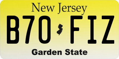 NJ license plate B70FIZ