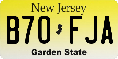 NJ license plate B70FJA