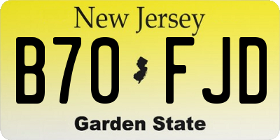 NJ license plate B70FJD