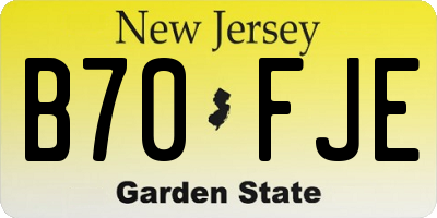 NJ license plate B70FJE