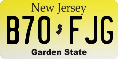 NJ license plate B70FJG
