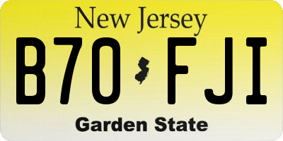NJ license plate B70FJI