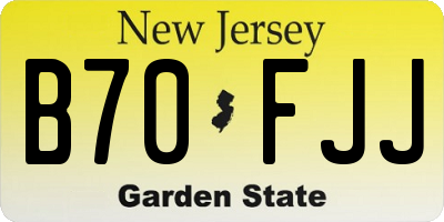 NJ license plate B70FJJ