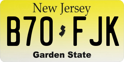 NJ license plate B70FJK