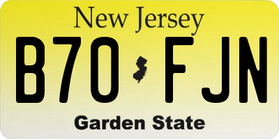 NJ license plate B70FJN