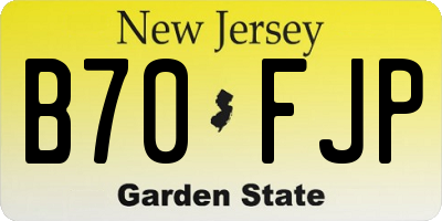 NJ license plate B70FJP