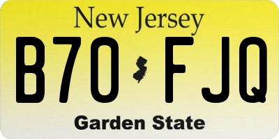 NJ license plate B70FJQ