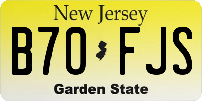 NJ license plate B70FJS