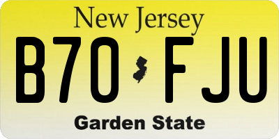 NJ license plate B70FJU