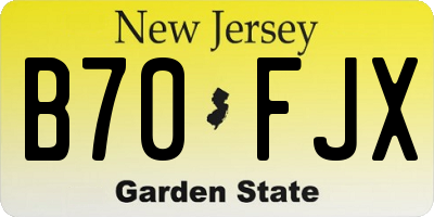 NJ license plate B70FJX