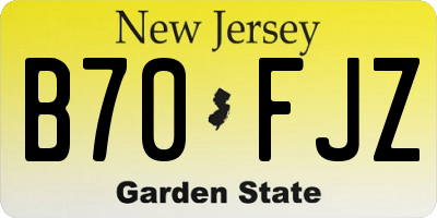 NJ license plate B70FJZ