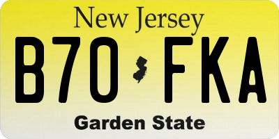 NJ license plate B70FKA