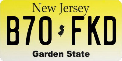 NJ license plate B70FKD