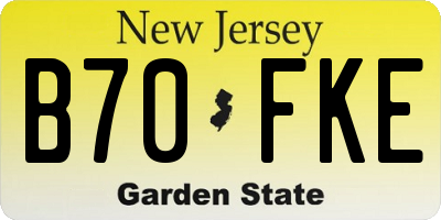 NJ license plate B70FKE