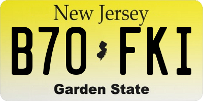 NJ license plate B70FKI