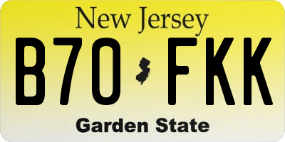 NJ license plate B70FKK