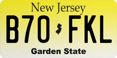 NJ license plate B70FKL