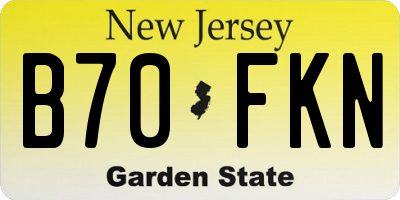 NJ license plate B70FKN