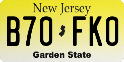 NJ license plate B70FKO