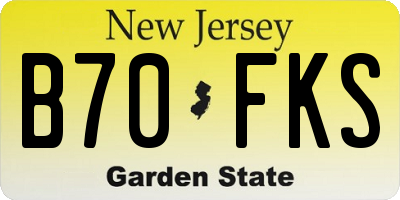NJ license plate B70FKS