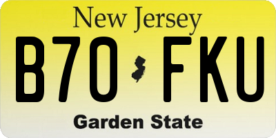 NJ license plate B70FKU
