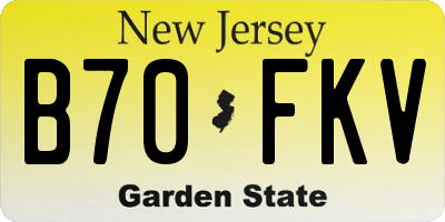 NJ license plate B70FKV