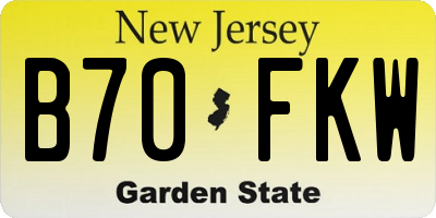 NJ license plate B70FKW