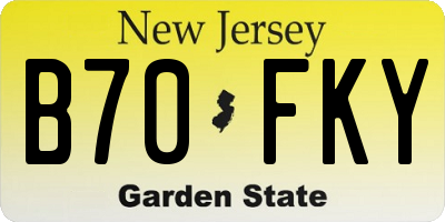 NJ license plate B70FKY