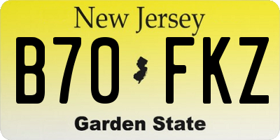 NJ license plate B70FKZ