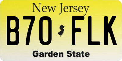 NJ license plate B70FLK