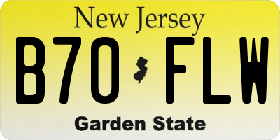 NJ license plate B70FLW