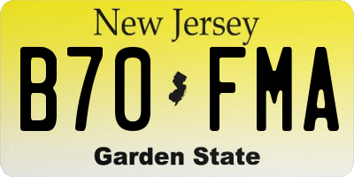 NJ license plate B70FMA