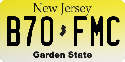 NJ license plate B70FMC