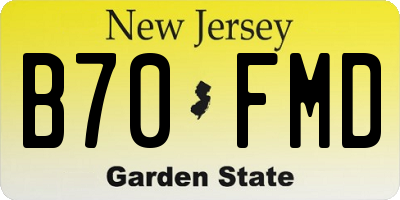 NJ license plate B70FMD