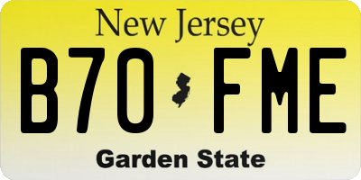 NJ license plate B70FME