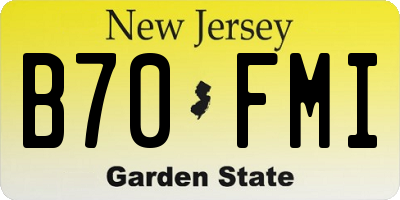 NJ license plate B70FMI