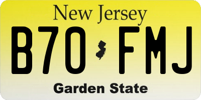 NJ license plate B70FMJ
