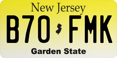NJ license plate B70FMK