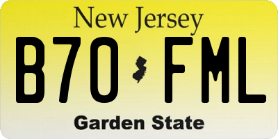 NJ license plate B70FML
