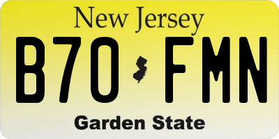 NJ license plate B70FMN
