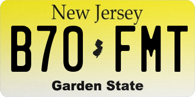 NJ license plate B70FMT