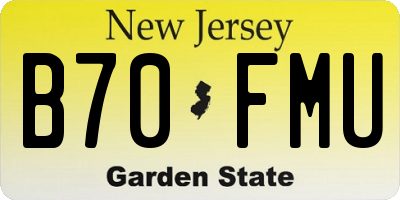 NJ license plate B70FMU