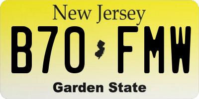 NJ license plate B70FMW