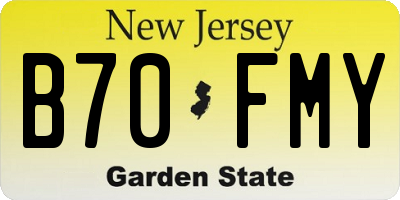 NJ license plate B70FMY