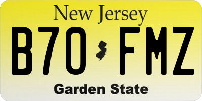 NJ license plate B70FMZ