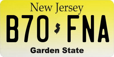 NJ license plate B70FNA